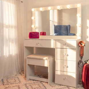 Meuble-lavabo élégant avec miroir pleine largeur Boahaus Matilda