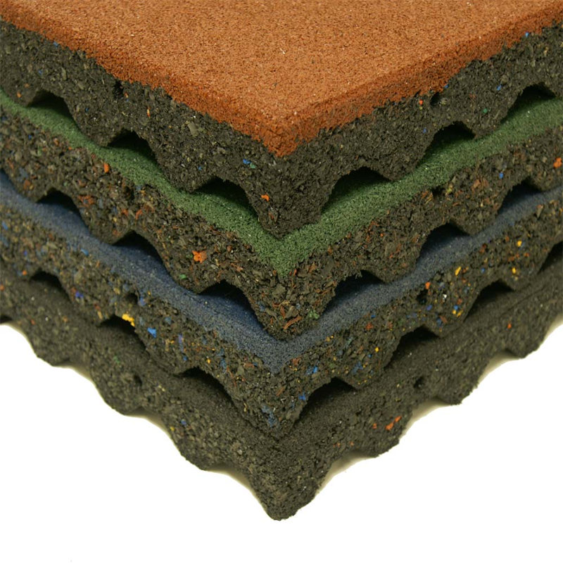 Carreaux de terrain de jeu en caoutchouc 2,5 po Eco-Safety, Vert