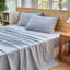 Ensemble de literie 100% coton lavé 4 pièces, 1 drap-housse, 1 drap plat et 2 taies d'oreiller, ensemble de draps texturés confortables-119423619-124550243