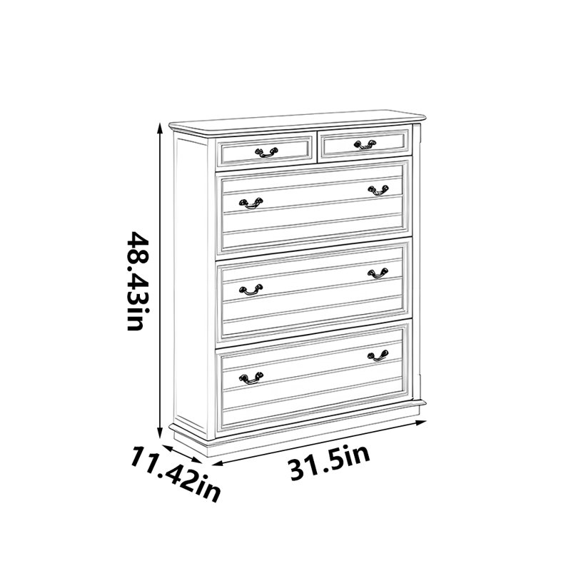 Classic black popular storage shoe cabinet, 48.43" H x 31.5" W x 11.42" D