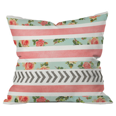 Coussin extérieur rayures et flèches florales