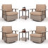6-pieces 360 Degree Oversized Resin Wicker Outdoor Swivel Rocking Patio Chair With Table And Cushion