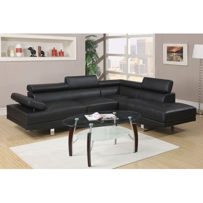 Faux Leather L-Shaped Sectional Right Hand Facing