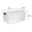 Bac de rangement empilable en plastique transparent avec couvercle blanc Sterilite