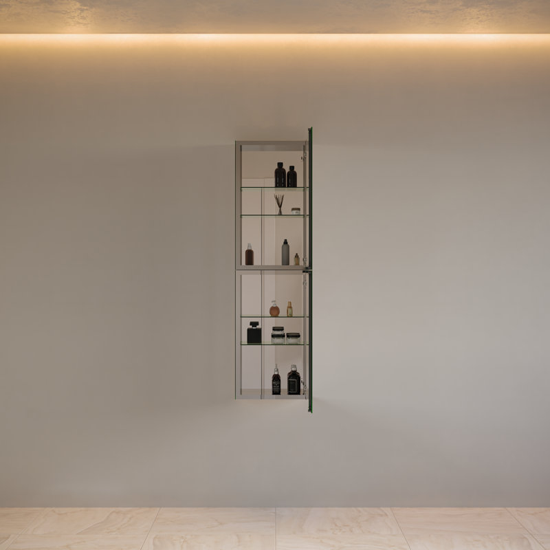Senza 15" W x 52" H Surface/Recessed Mount Rectangular Bathroom Mirrored Medicine Cabinet