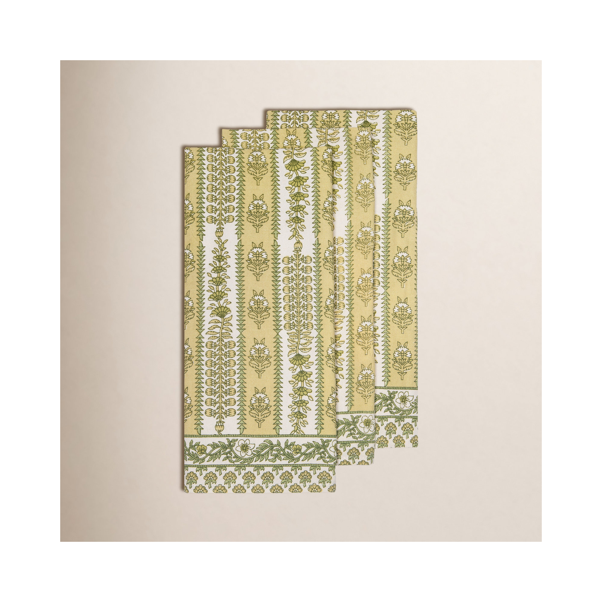 Charlemont Provence Tea Towels 20" x 30" - Set of 3, Pistache