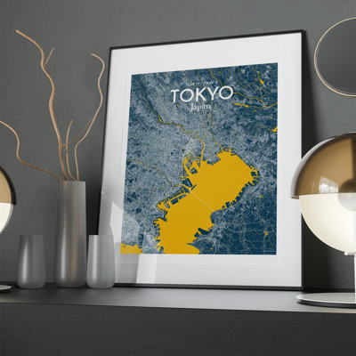 Tokyo City Map in Amuse 1 Piece Wall Art