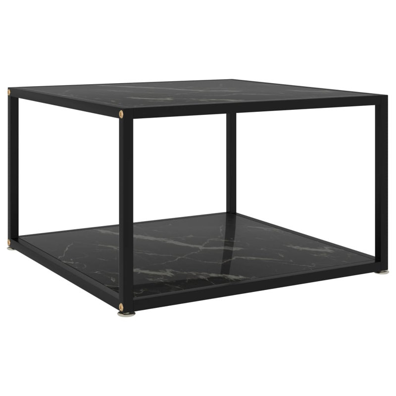 Frame Single Coffee Table with Storage, Black/Gray, 13.8" H x 23.6" L x 23.6" W