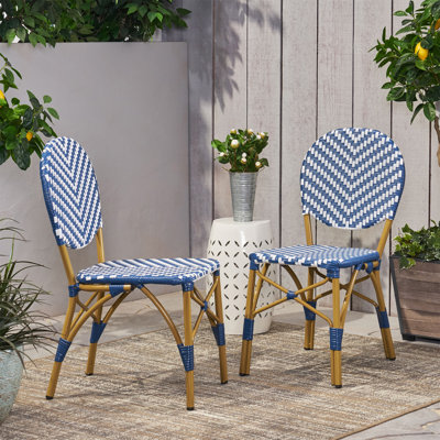 french Chair Set With Aluminum Frame And Polyethylene Rattan, Perfect For Outdoor Relaxation And Style