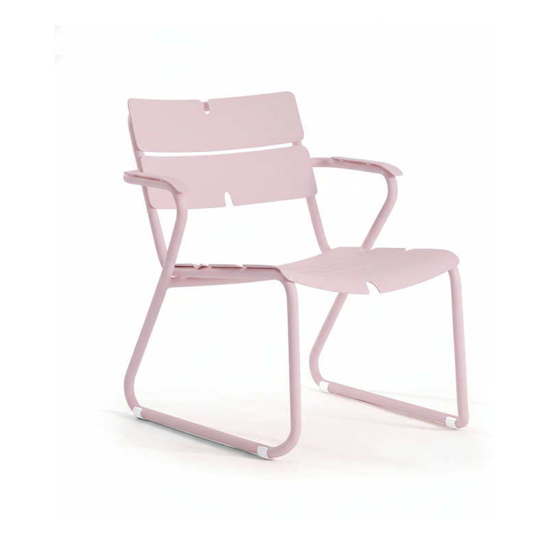 Chaise de patio avec accoudoirs Corail, Pas de coussin, Rose pastel