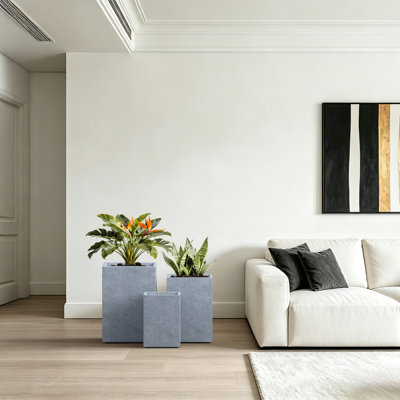 Ensemble de pots à fleurs en béton 3 pièces Smooth Modern