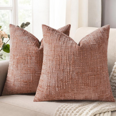 18 x 18 Inch Textured Chenille Throw Pillow Covers