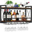 Support à vin mural, porte-bouteilles et porte-verres Porte-bouteilles rétro en bois-métal, rangement pour bouteilles de vin