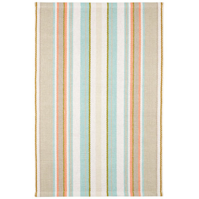 Daphne Striped Cotton Area Rug in Blue/Grey/Ivory