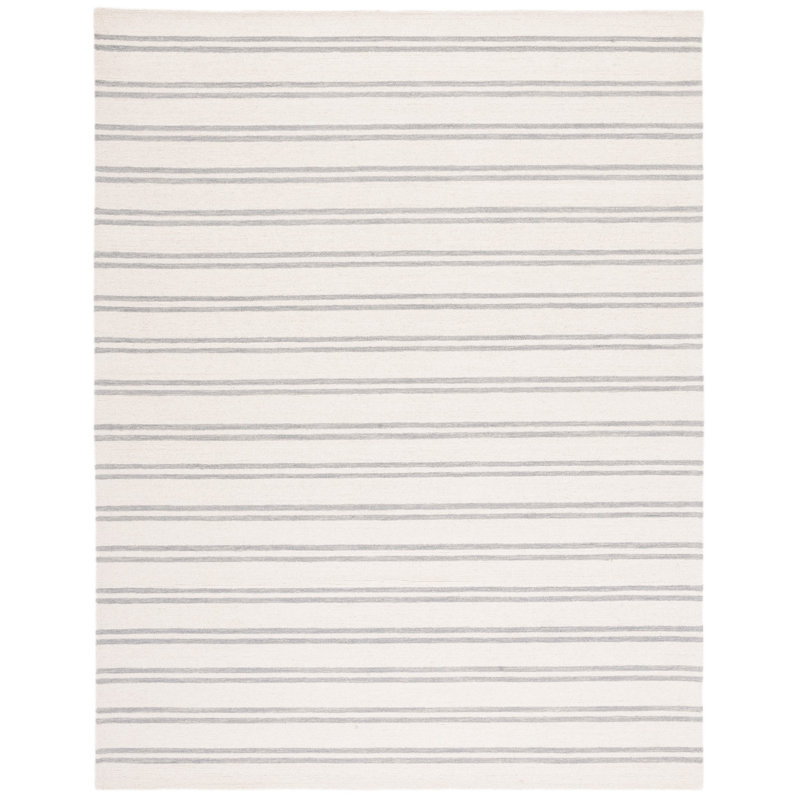 Mataram Hand Tufted Wool And Cotton With Latex Striped Rug, Square 6'