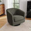 Upholstered Swivel Barrel Chair With Solid Wood Base-1223878797