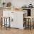 47.2" Kitchen Island With Storage Cabinet And Trash Cabinet, 3 Pieces Kitchen Dining Table Set With 2 Stools And Drop Leaf-1608053885