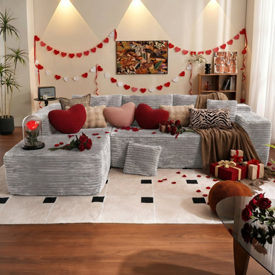 Felton 109'' Upholstered Modular L-Shaped Sectional Sofa Couch Set Boneless Reversible & Spacious for Small Space No Assembly Required
