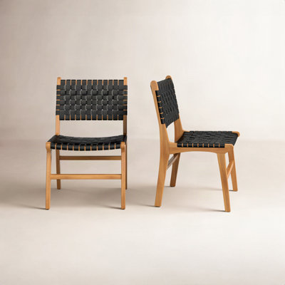 Markus Woven Genuine Leather Side Chair
