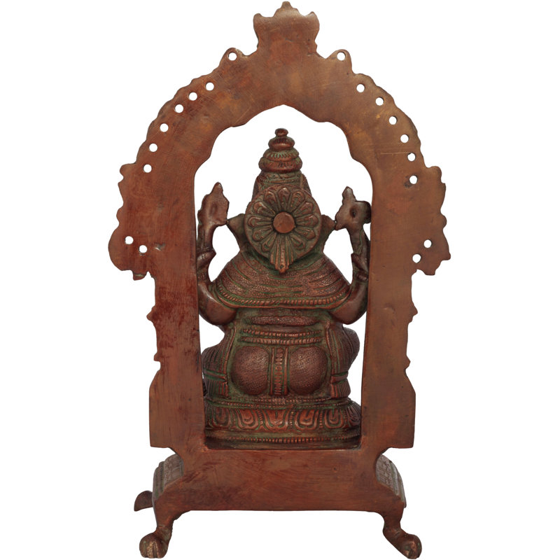 Figurine Temple Ganesha, Or rouge