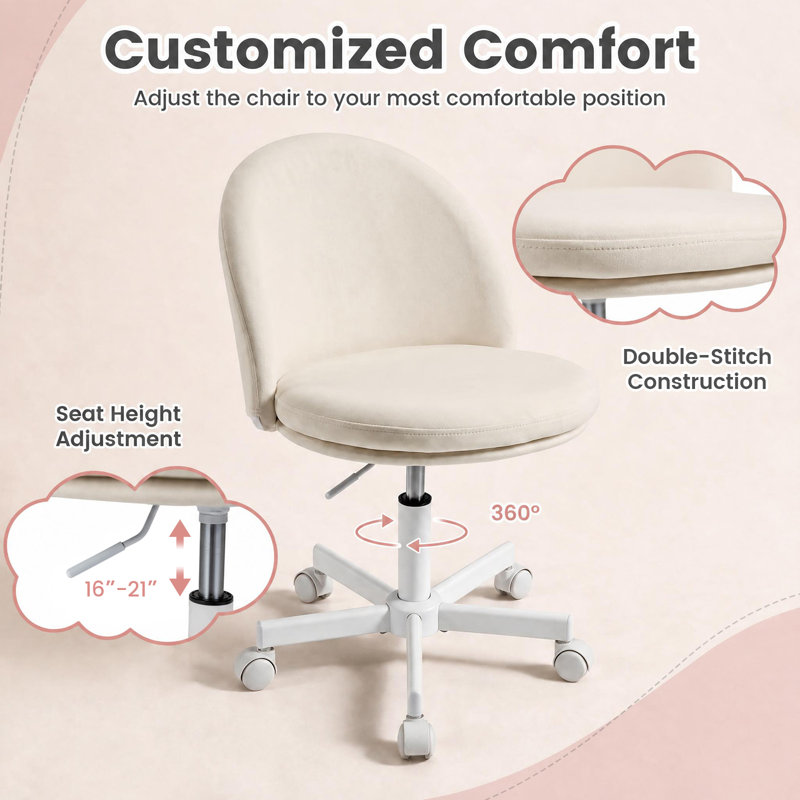 Latitude Run® Velvet Task Chair, White