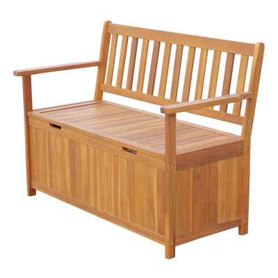 Silvia Outdoor Wooden Storage Bench by Highland Dunes