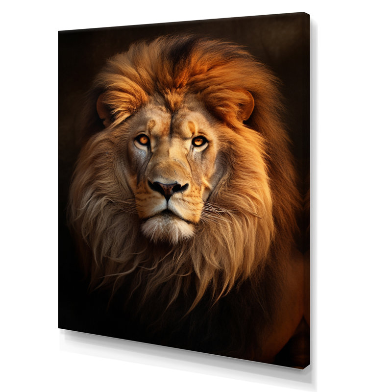 Lion Regal Majesty Lion - Lion, art mural, H 32 po x l 24 po x P 1 po, Toile tendue