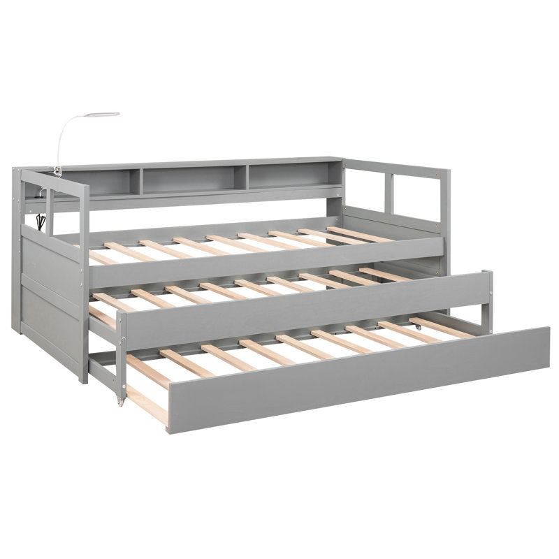 Lit de jour simple en bois TG, Gris