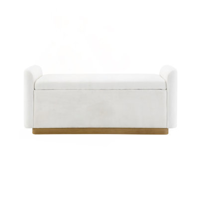 Storage Ottoman Bench with Gold Metal Base and Safety Hinges