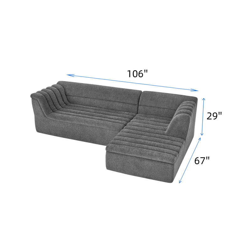 Canapé modulaire en L de 106 pouces, Dossier fixe