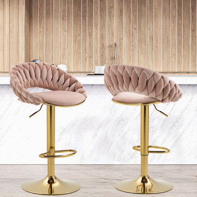 Punak Swivel Upholstered Counter Stool with Iron Frame