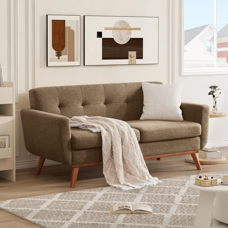 167cm 2 Seater Loveseat, Brown Lịnen