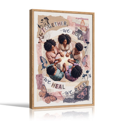 Women Holding Hands in Vintage Collage Canvas Wall Art