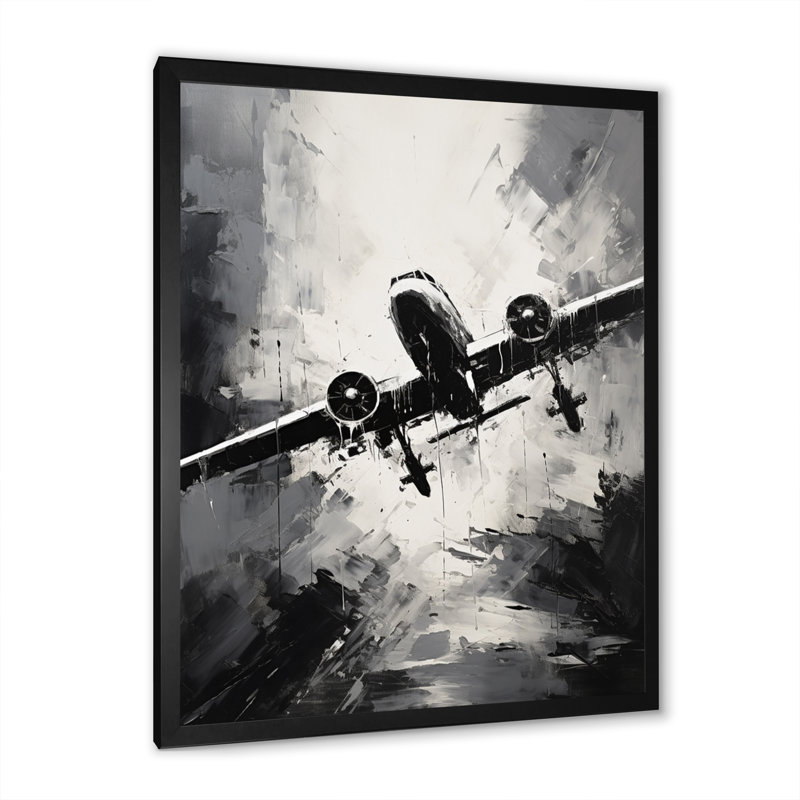 «Monochromatique Plane Soaring II», art mural avion, Cadre photo noir, H 40 po x l 30 po x P 1,5 po