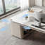 Bureau blanc / blanc + beige pierre rectangulaire + bois manufacturé avec 3 tiroirs-1461635366-1461635364