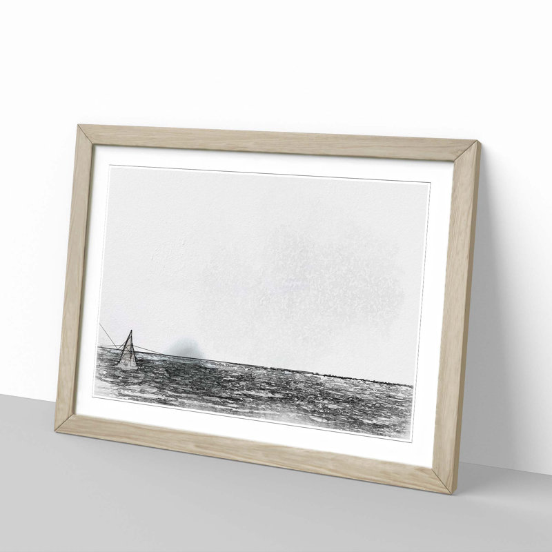 Sailing on the Ocean in Abstract - Picture Frame Graphic Art Print, Oak, 50cm H x 76cm W x 2cm D