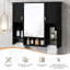 Armoire de rangement murale moderne 35 po x 28 po, armoire de salle de bain murale avec miroir, armoire à pharmacie avec barre à serviettes-2039559843
