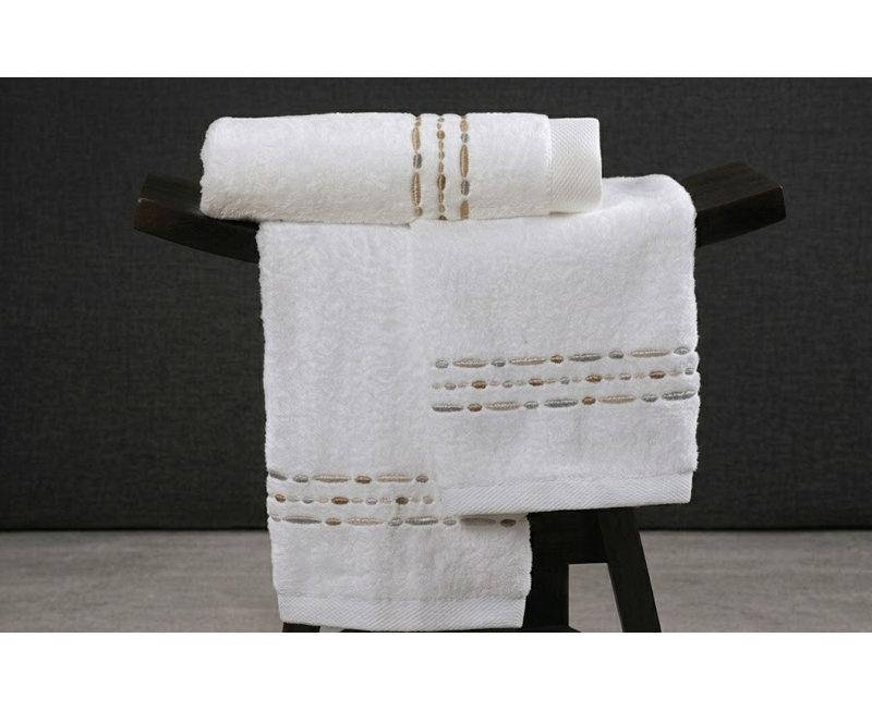 Sole 100% Cotton Towel, Wash Cloth, White / Silver