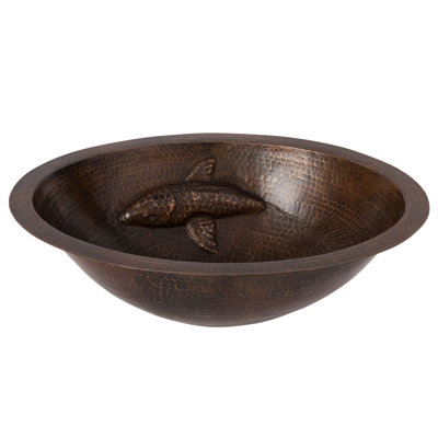 Lavabo de salle de bain ovale encastré martelé à la main en métal bronze huilé
