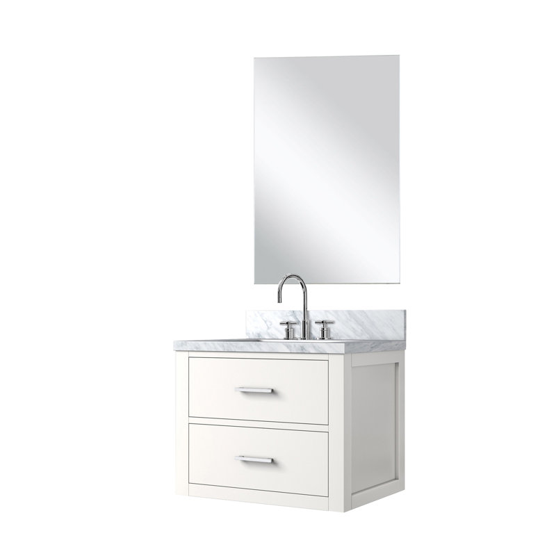 Meuble-lavabo simple l 24 po x P 18 po autoportant avec comptoir en acrylique et 18 po, White
