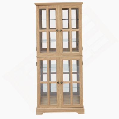 Exquisite Curio Display Cabinet With Glass Doors And Adjustable Shelves, Four - Door Design For Showcasing Precious Collectibles