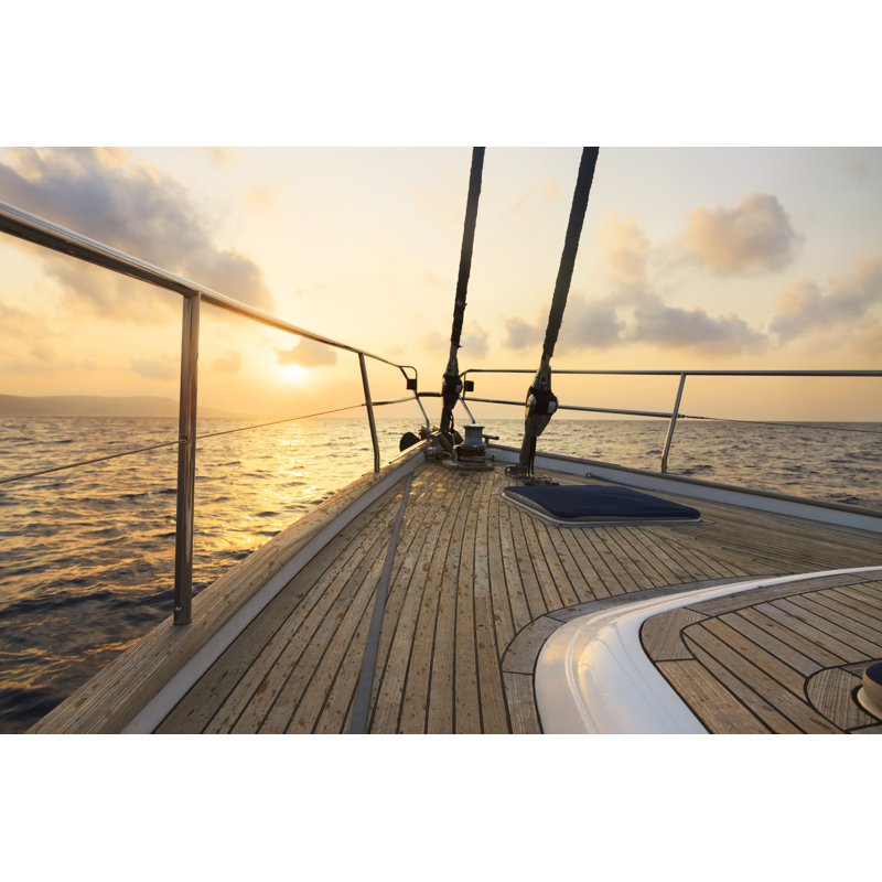 Yacht Sailing At Sunset by Photurist - Wrapped Canvas Print, 30cm H x 46cm W