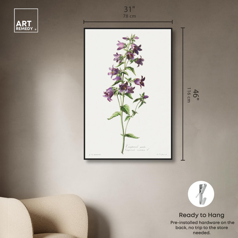 Art Remedy, impressions sur toile, Campanule Gantelee, H 46 po x l 31 po, Cadre flottant noir