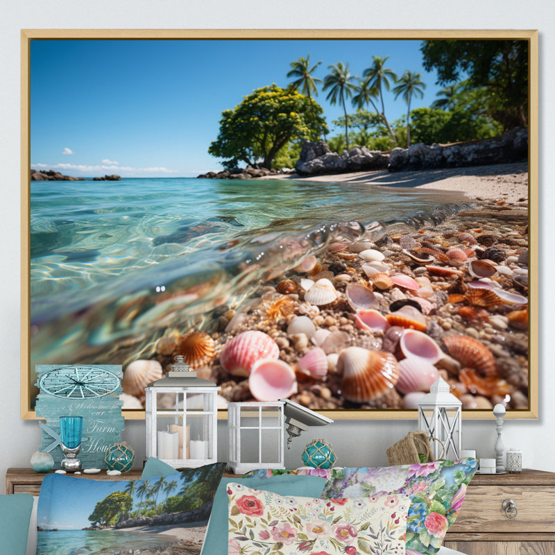 Caraibe Beach Gems - Imprimé, Cadre naturel flottant, H 24 po x l 32 po x P 1 po