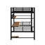 Lit mezzanine double en métal avec tablette de rangement et DEL