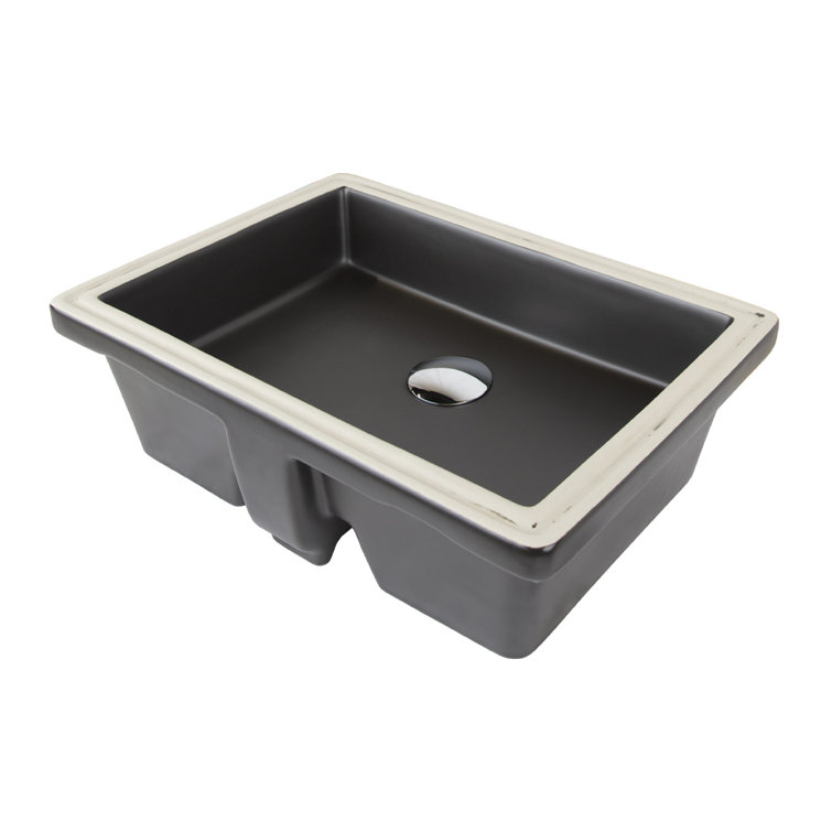LACAVA Cube 14.12'' White Porcelain Rectangular Bathroom Sink with Overflow