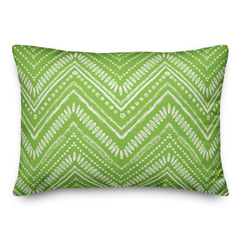Chevron Outdoor Throw Pillow, Polyester/Polyfill, Green/Cream