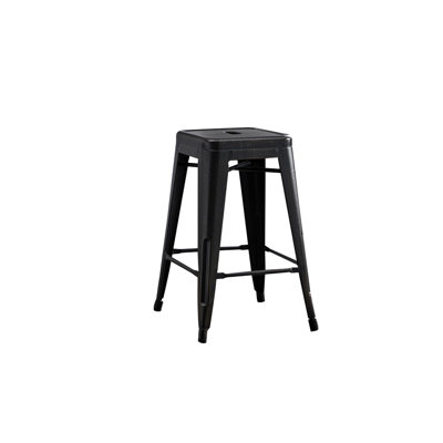 Tabourets de bar sans dossier, légers, industriels, contemporains, rustiques, rétro, costaux, en métal, sans dossier et à 4 pieds (ensemble de 2) (siège de 24 po, noir vieilli) l 16 po x P 16 po x H 24 po, métal noir, 2 pièces)