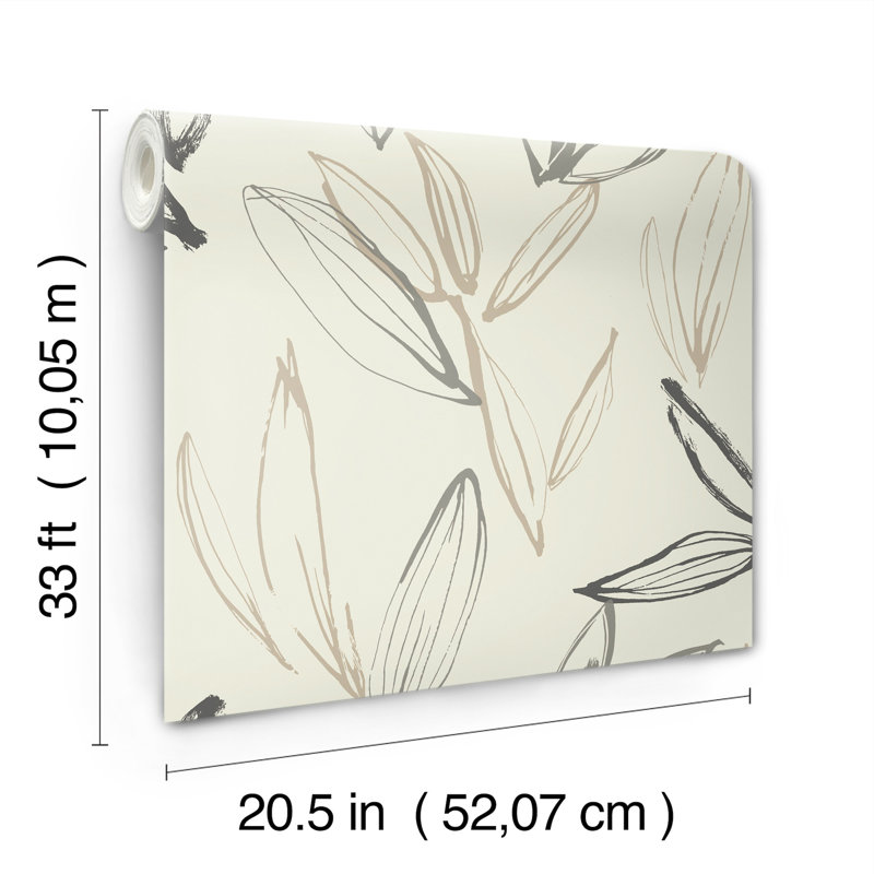 Fond d'écran Kenia Neutral Leaf Toss, Natural/Black