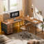 Bureau d'ordinateur en L 62,8 pouces avec prises de courant et tiroirs de rangement, bureau de jeu réversible pour bureau personnel-925016533-928036557